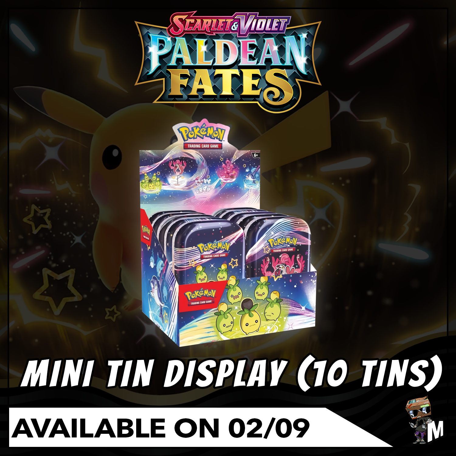 Pokemon Scarlet & Violet Paldean Fates 5 Booster Tin Full Art Set